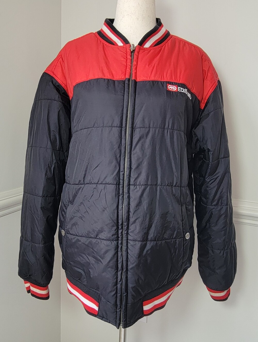 Ecko Unltd XL Reversible Y2K Puffer Bomber Jacket Hip Hop Streetwear